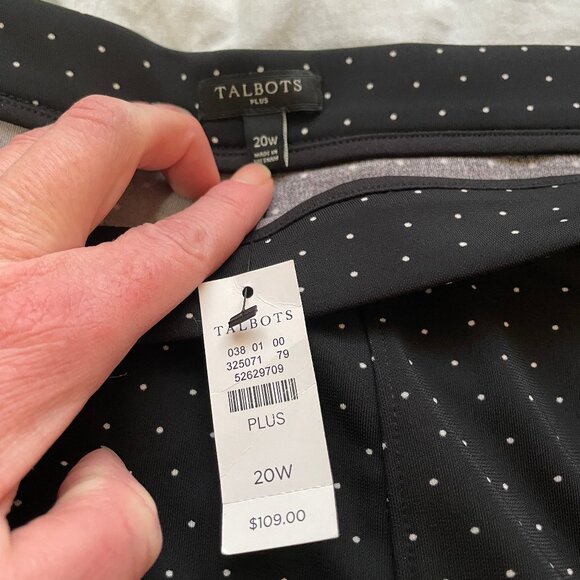 NWT Talbots Womens Sz 20 Black & White Polka Dots Flared Skirt Side Zipper - Picture 2 of 13